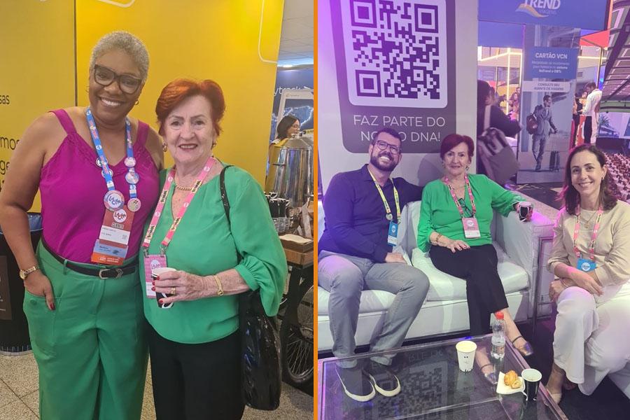 Ao lado esquerdo, Elza Wolcoff com Simone Santos do SESC Minas, ao lado direito com João Paulo Floriano e Patrícia Calsavara, ambos do Roya Palm Plaza Campinas.